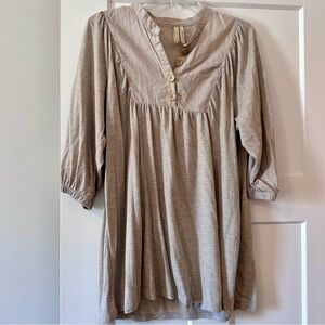 Old Navy Tan Cotton Tunic Top V-Neck Button Front Size XL